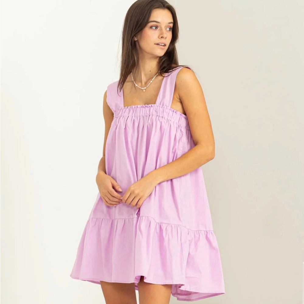 Hyfve lavender sleeveless ruffled mini dress